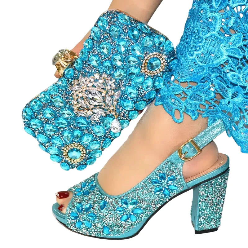 Elegant women's shoes and matching bags from EdleessFashion set, showcasing stylish footwear and coordinated accessories.