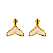 Wholesale Natural Animal Mermaid Tail Shape Necklace Pearl Shell Gemstone Fishtail Pendant White Shell Jewelryfor Gifts