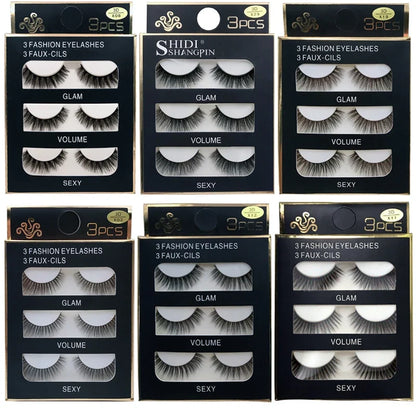 SHIDISHANGPIN 3 pairs 27 styles 3D Faux Mink Hair Soft False Eyelashes Fluffy Wispy Thick Fake Lash Handmade Eyelash Eye Makeup
