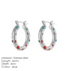 EManco Tarnish-Free Colorful Zircon Freshwater Pearl Huggie Hoop Earrings Gold Plated Stainless Steel Statement Earrings Trendy