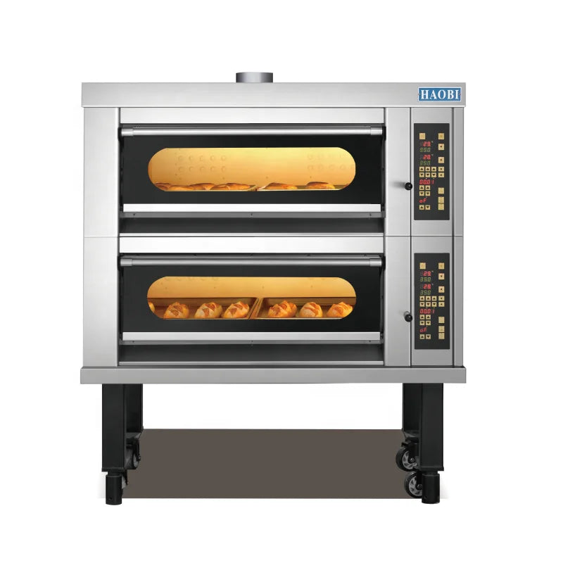 YuMai HB-204B Commercial Electric Bakery Oven Two Decks/Four Trays Adjustable Thermostat Drop-Down Door for Manufacturing Plant