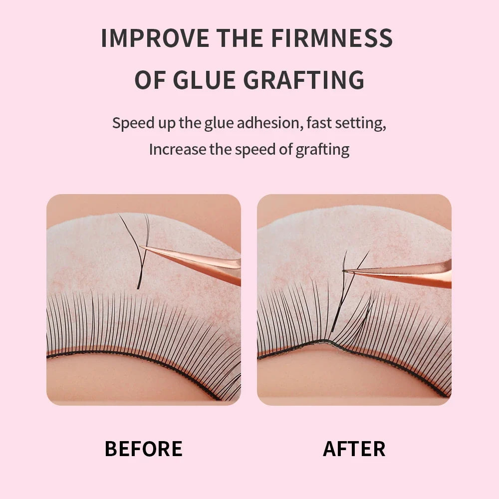 Blushimmer GLAMLASH 10ml eyelash extension super bonder fixing agent primer for lash glue adhesion, shown in a small bottle.