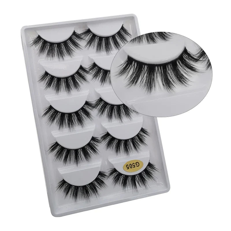 5 Pairs Multipack 3D Mink Lashes False Eyelashes Handmade Wispy Fluffy Long Lashes Natural Eye Makeup Tools Eye Lashes G806