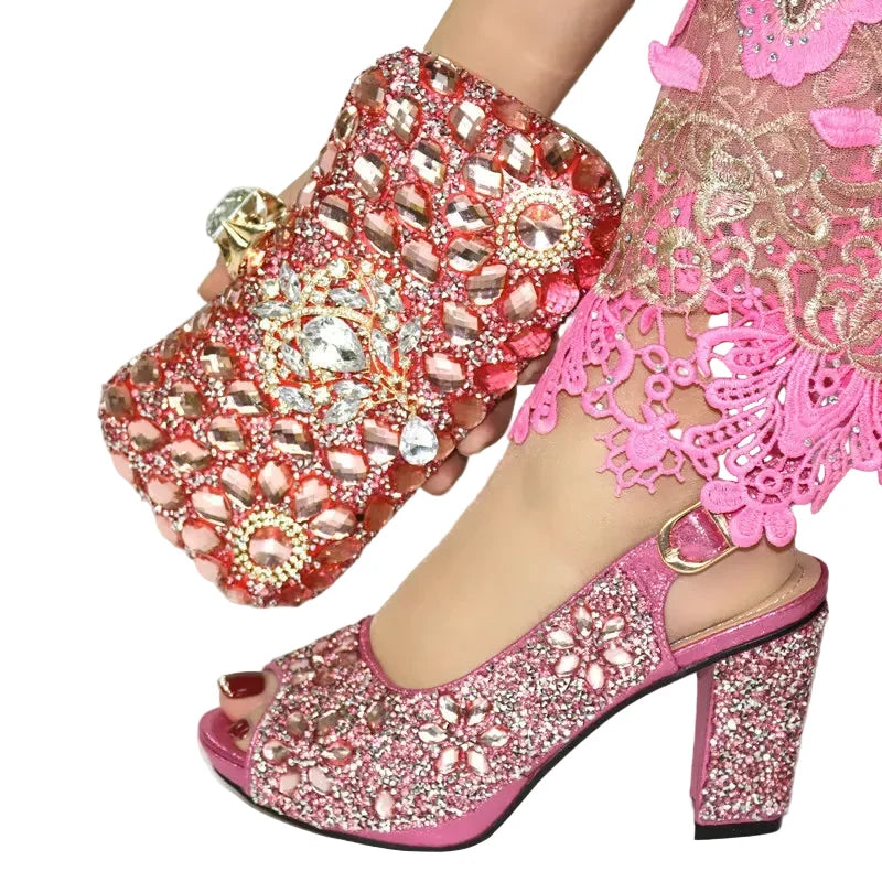 EdleessFashion women's shoes and matching bags set with stylish footwear and coordinated handbags, perfect for fashionable outfits.