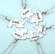 MaiLun Custom Names Puzzled Heart Pendant Necklace Engraved Names Puzzled Hearts Pendant- send names via chat