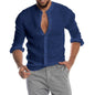 Cotton Linen Shirt long Sleeve Casual Men's