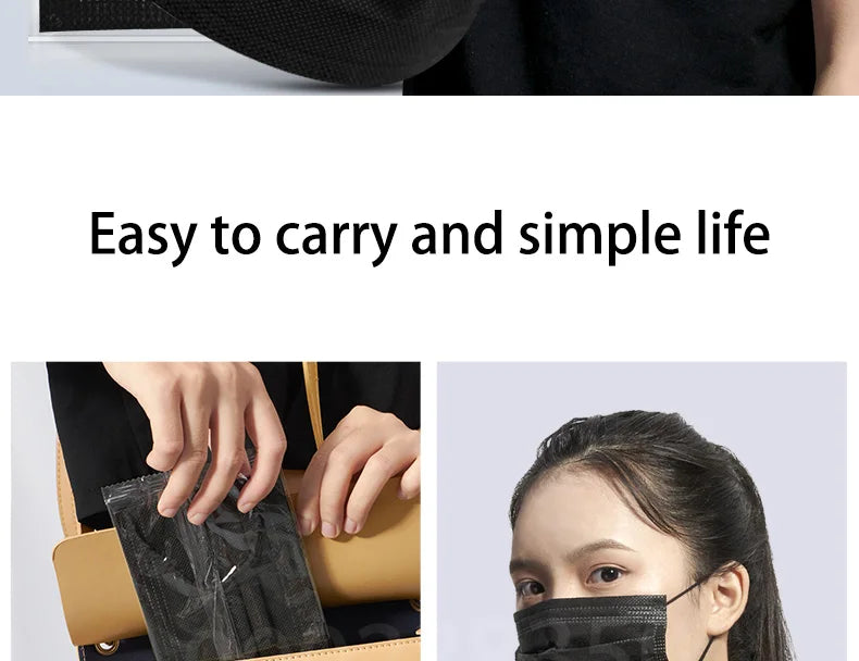 10-500Pcs Adults Mask Disposable individual Separate Package masque noir Anti-dust 3 Layer Ply Filter Black Mouth Face mask