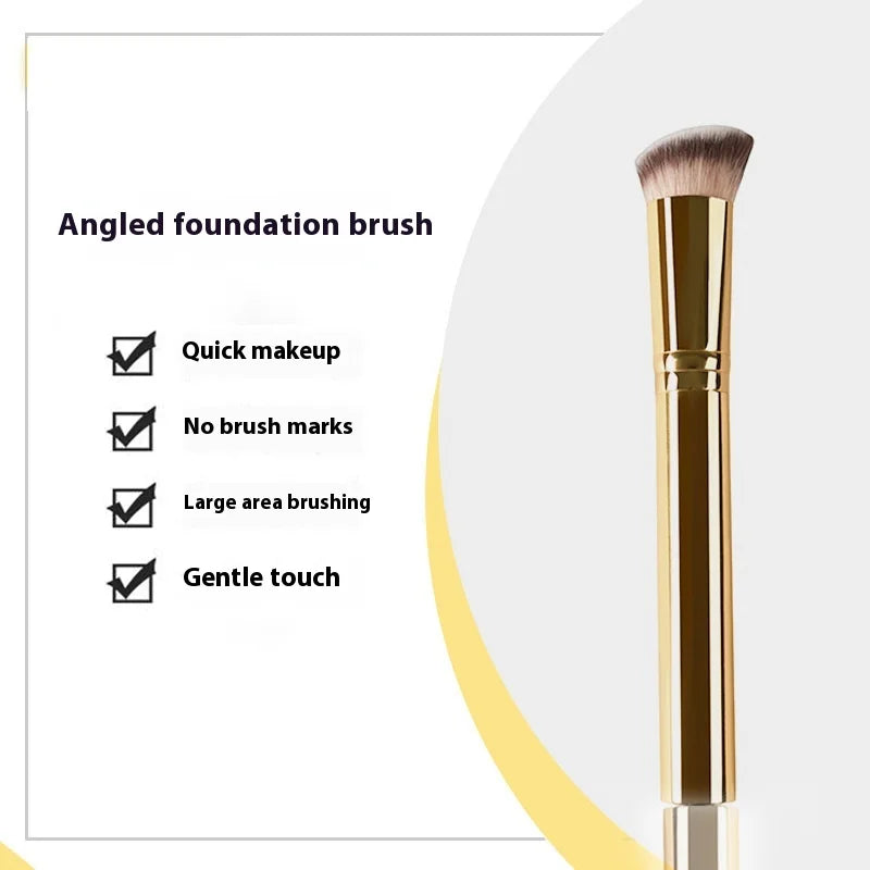 Custom Logo Professional Foundation Brush Angle Flat Top Makeup Brush Synthetic Hair Aluminum Handle Wholesale OEM