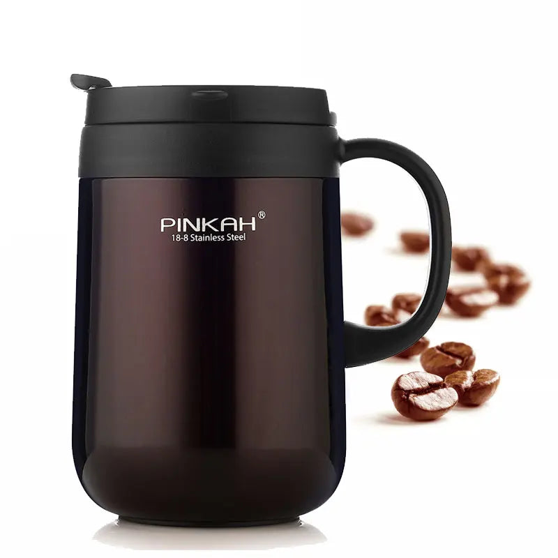 PINKAH 340&460ml Coffee Mug 304 Stainless Steel Thermos Mugs With Handle With Lid Insulated Tea mug Vacuum Cup Office Thermos