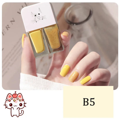 Blushimmer 2-in-1 candy color nail polish bottle showcasing bright, water-based, quick-dry, waterproof nail polish with vibrant finish.