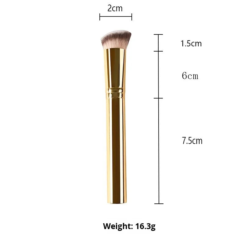 Custom Logo Professional Foundation Brush Angle Flat Top Makeup Brush Synthetic Hair Aluminum Handle Wholesale OEM