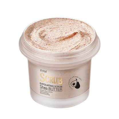 Shea Butter Exfoliating Scrub Cream Face Body Deep Pores Avocado Smooth Treatment Cleansing Wash Peach Acne Face Whitening