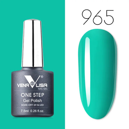 Blushimmer VENALISA 3-in-1 UV gel polish with organic formula, showcasing a vibrant nail color under LED/UV light for salon nail art