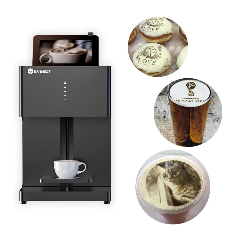 EVEBOT 3d Latte Art Coffee Printer Machine Automatic Beverages Food Selfie With WIFI Connection Printing Edible Ink Cartridges