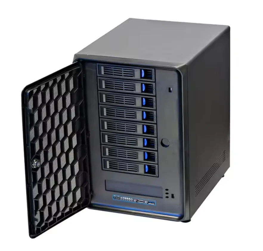 High Quality 8-Bay Aluminum NAS 3.5" SATA HDD Hot-Swap Ethernet Premium Mini-ITX Cloud Storage Server Case Motherboard Psu Ram