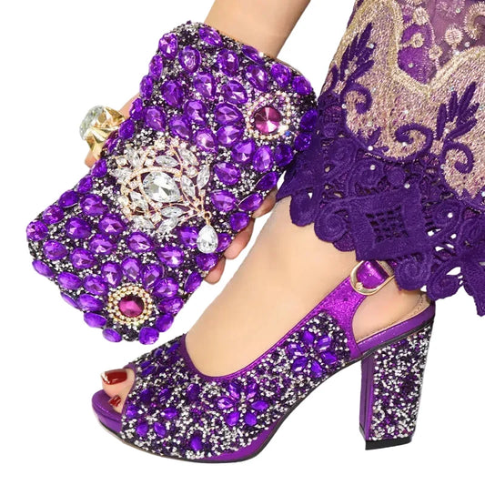 Pair of women's shoes and matching bag from EdleessFashion set, stylish footwear and accessory combo for women.