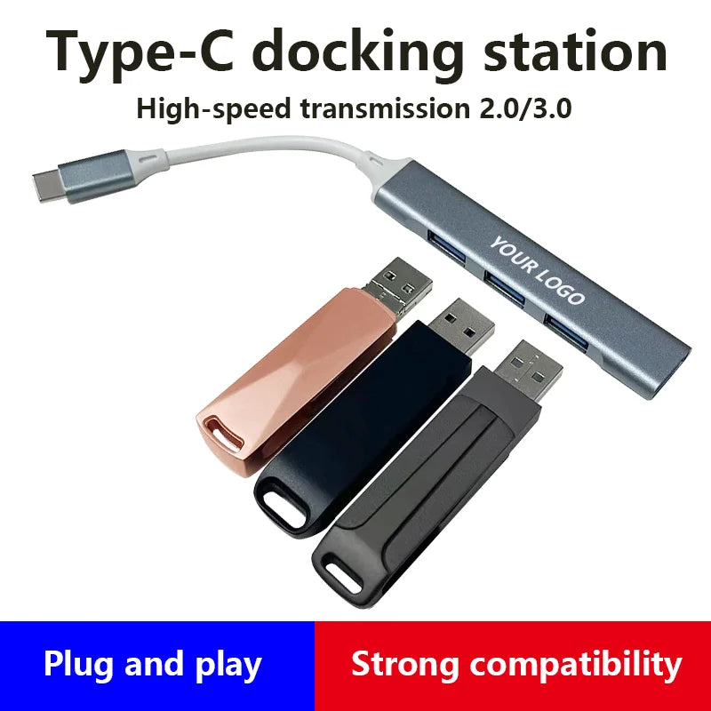 2026 Hot Selling USB3.0 Aluminum Alloy USB Car Hub Expansion Dock Sliver Product Industrial New Design Usb Por Hub for Laptop PC