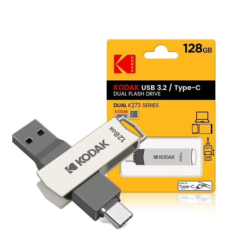 K273 USB 3.2 Type C Pendrive Metal U-disk Portable 2in1 32GB/64GB/128GB/256GB USB Flash Drive