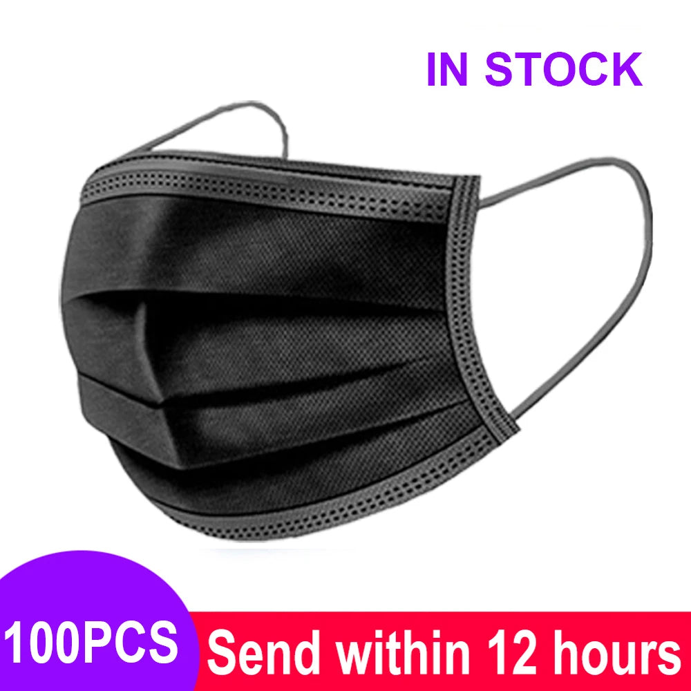 Mouth Masks 3-layer Anti-Dust Disposable Mascarillas  Non Woven Meltblown Cloth Masks Elastic Ear Loop Face Mask