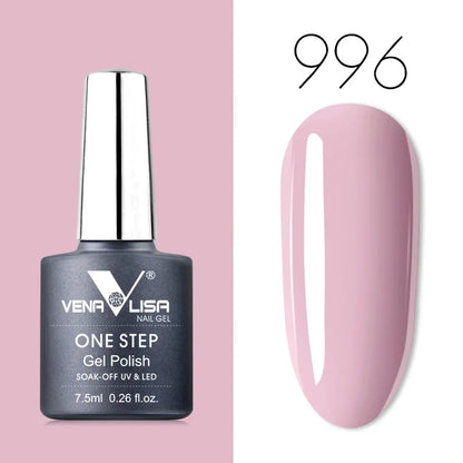 Venalisa 3-in-1 UV gel polish and nail art varnish in a bottle, suitable for LED and UV light, with organic soak-off formula.