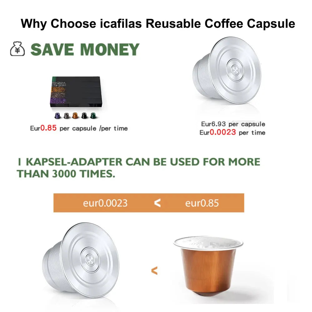 New icafilas for Nespresso Coffee Capsule Reusable Espresso Steel Coffee Pod Filters for Mini C30 D30 & Pixie Coffee Maker