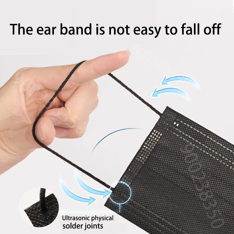 10-500Pcs Adults Mask Disposable individual Separate Package masque noir Anti-dust 3 Layer Ply Filter Black Mouth Face mask