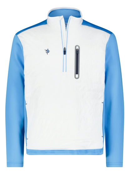 White Water Life Hampton Pullover technical layer quarter zip, navy blue with a high collar and subtle branding.