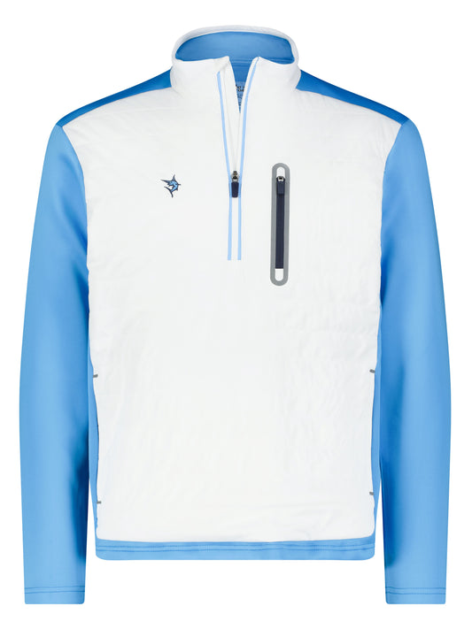 White Water Life Hampton Pullover technical layer quarter zip, navy blue with a high collar and subtle branding.