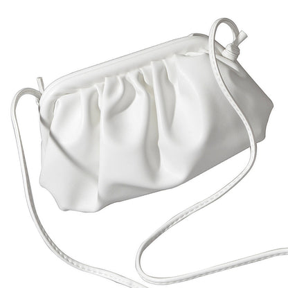 White PU leather clutch hand bag with shoulder strap, stylish women's crossbody bag by Feelontop Jewellery.