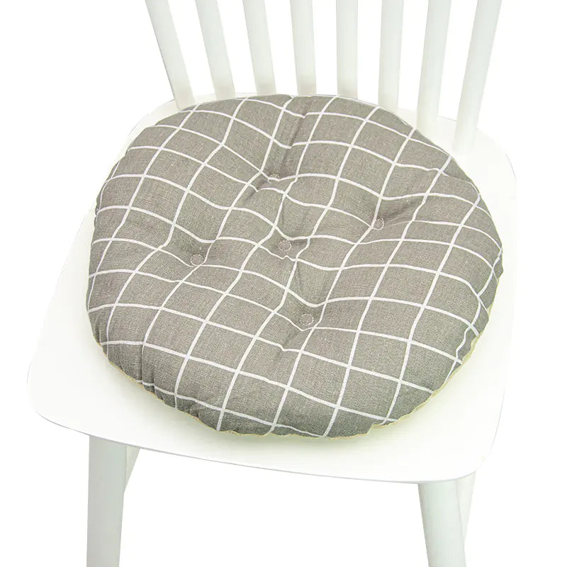 Round Chair Cushion for Bay Window - Printed Polyester Linen
