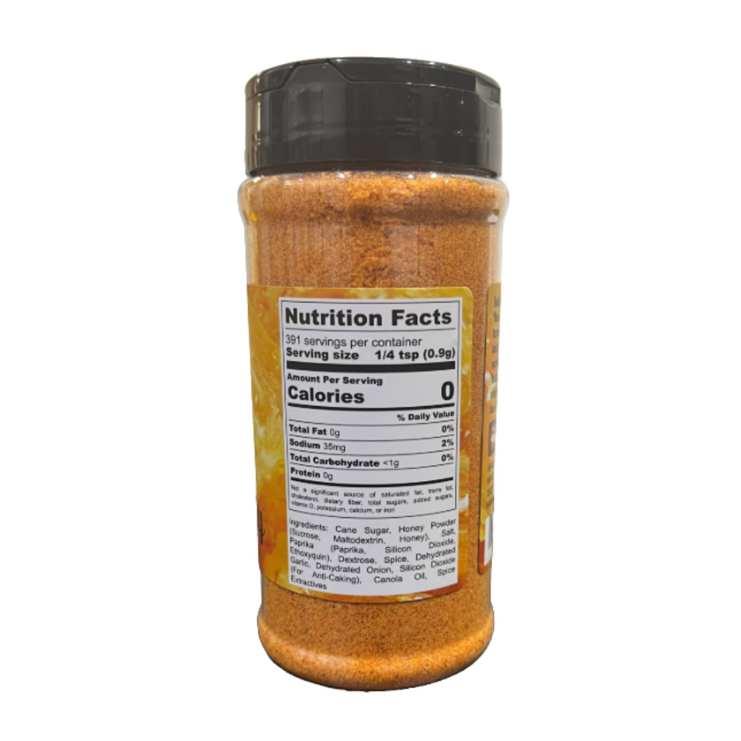 Hi-West Heavenly Honey seasoning in a jar, with golden honey spices and label, part of Hi-West Foods' seasonings and spices collection.