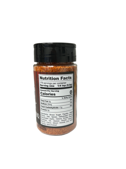Hi-West Hickory Bacon BBQ Seasoning in a jar, featuring smoky hickory and bacon flavor spices for grilling and cooking.