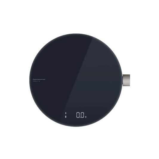 HOTO smart kitchen scale with digital display and stainless steel surface, measuring ingredients accurately for cooking and baking.