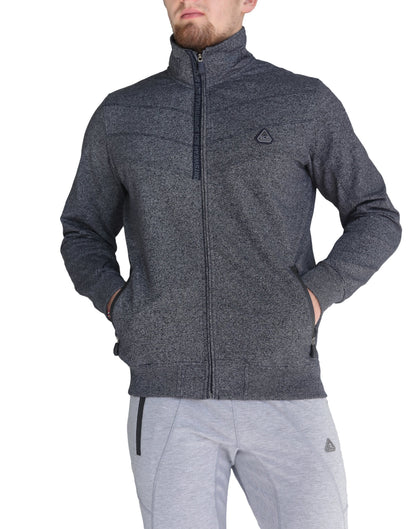 Men's SCR Sportswear All-Day Comfort Full Zip Sweatshirt, athletic-casual bomber jacket with a full zipper and ribbed cuffs.