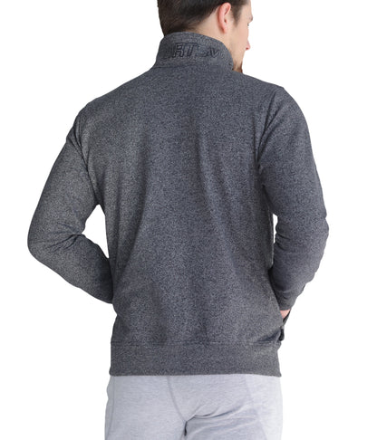 Men's SCR Sportswear all-day comfort full zip sweatshirt with athletic-casual bomber jacket style, shown from the top view.
