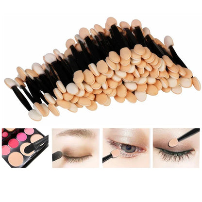 Blushimmer eyeshadow brush set with dual-sided sponge and nylon applicators for precise eye makeup application.