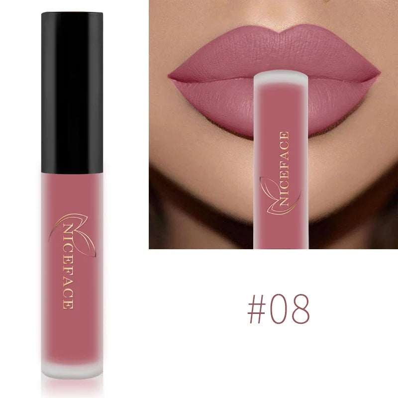 Blushimmer NICEFACE Nude Liquid Lipstick in waterproof, matte finish with long-lasting, non-stick lip tint and velvety texture.