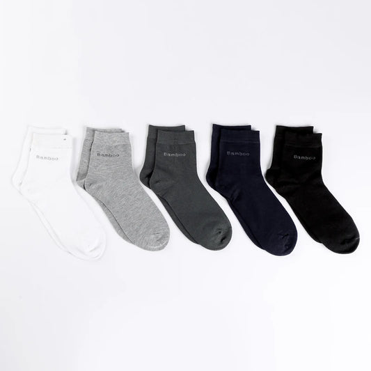 10 pairs of men's bamboo fiber casual socks featuring breathable, anti-bacterial, high-quality crew socks in a variety of styles