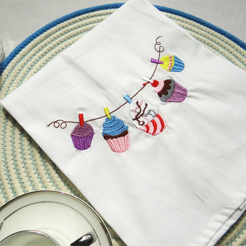 100Pcs/Lot Absorbent Embroidered Cloth Table Napkin Kitchen Tea Towels Photography Props 45x70cm