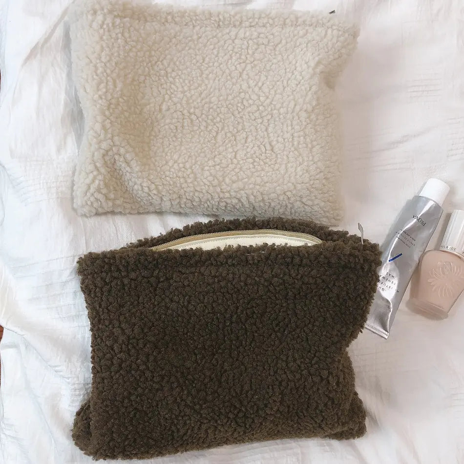 Plush Lambwool Makeup Pouch and Organizer Bag