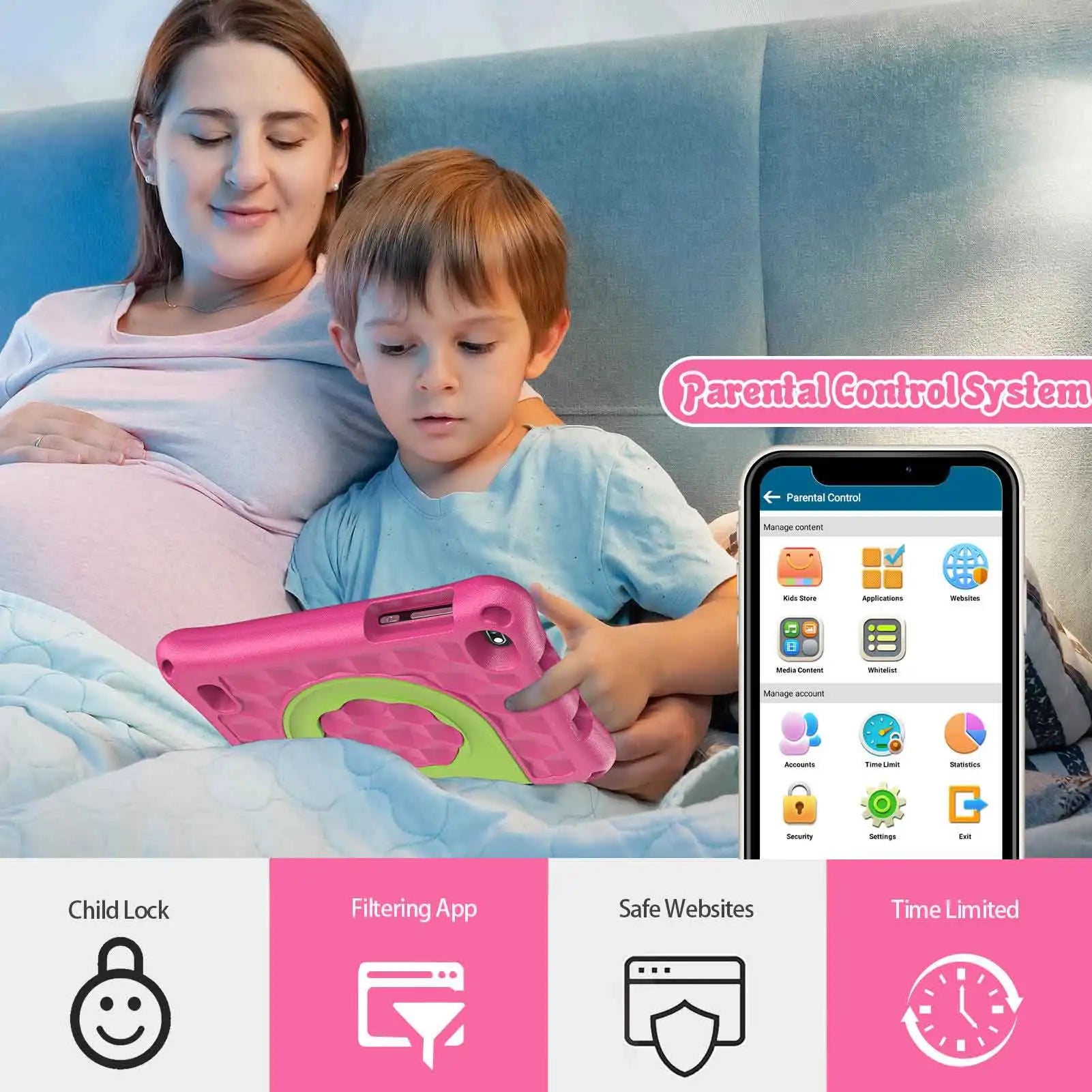 M7K 7 Inch 4GB+ 32GB Kids Android 11 Tablets PC WiFi Education Games IPS Screen Tablet With Silicone Case Tablet Pc