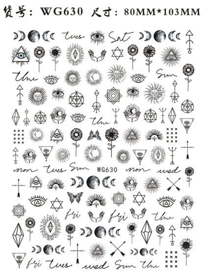 Nail Sticker Snake  Dragon Butterfly Black Multicolor Decals Nail Art Tattoo Slider Water Transfer Letter Nails Art Decoration