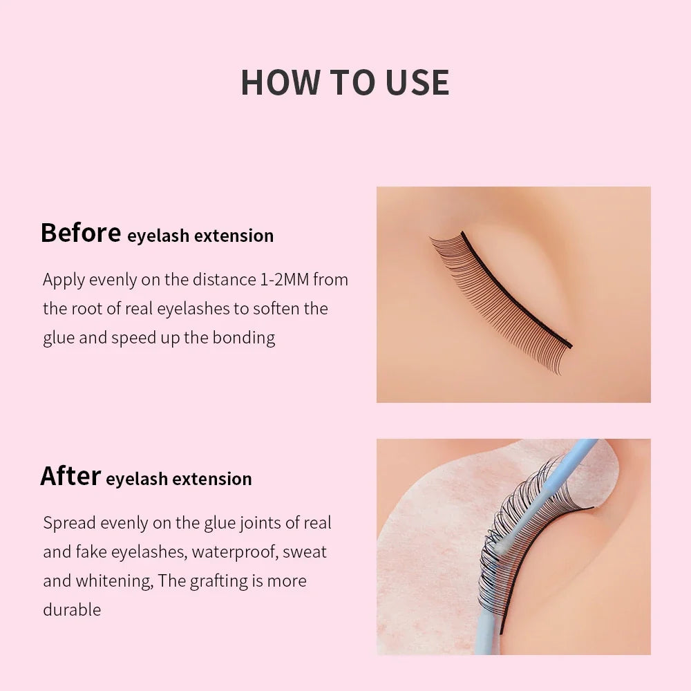 Blushimmer GLAMLASH 10ml eyelash extension super bonder fixing agent applied on lashes for enhanced adhesive hold