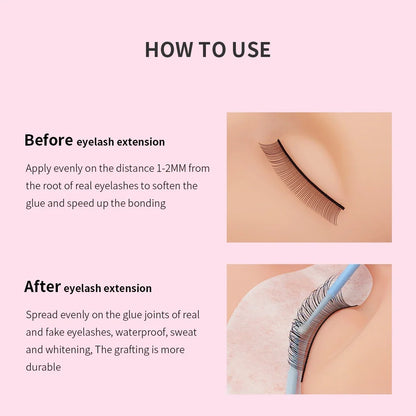 Blushimmer GLAMLASH 10ml eyelash extension super bonder fixing agent applied on lashes for enhanced adhesive hold