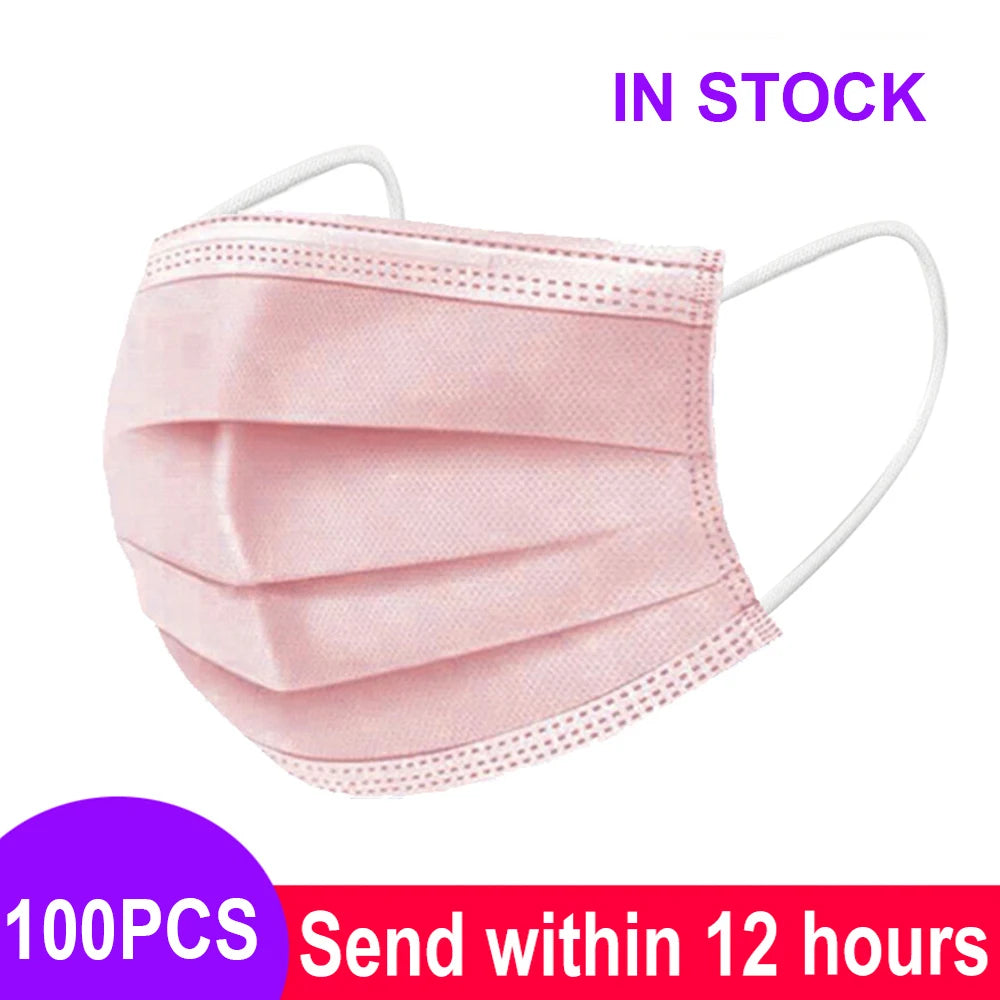 Mouth Masks 3-layer Anti-Dust Disposable Mascarillas  Non Woven Meltblown Cloth Masks Elastic Ear Loop Face Mask
