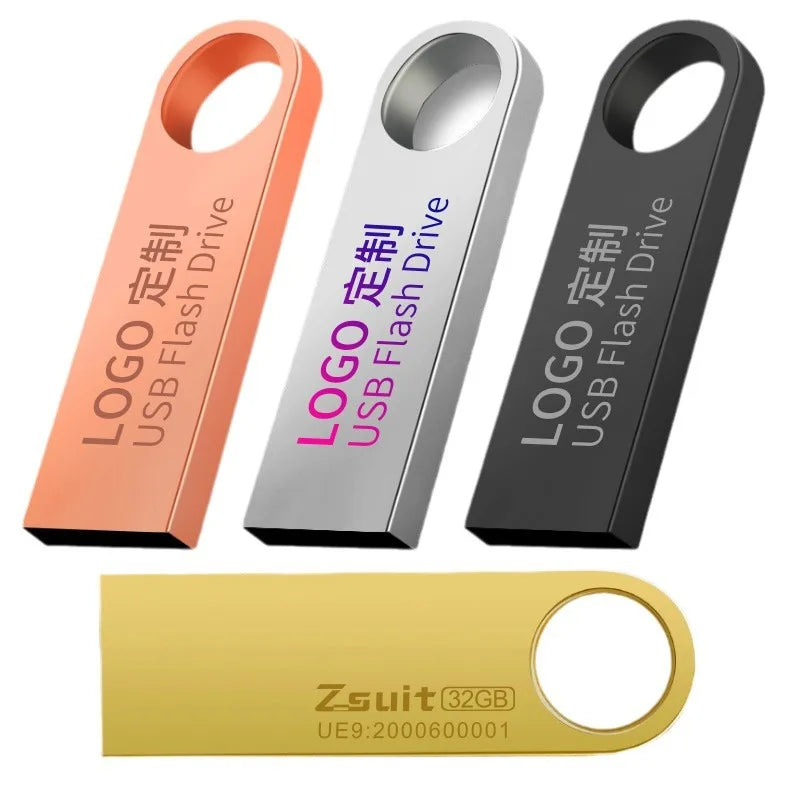 Wholesale Creative Metal USB Flash Drive 64GB Engraving 3.0 High-Speed 128GB Waterproof 32GB Mobile Phone Gift Car USB 2.0