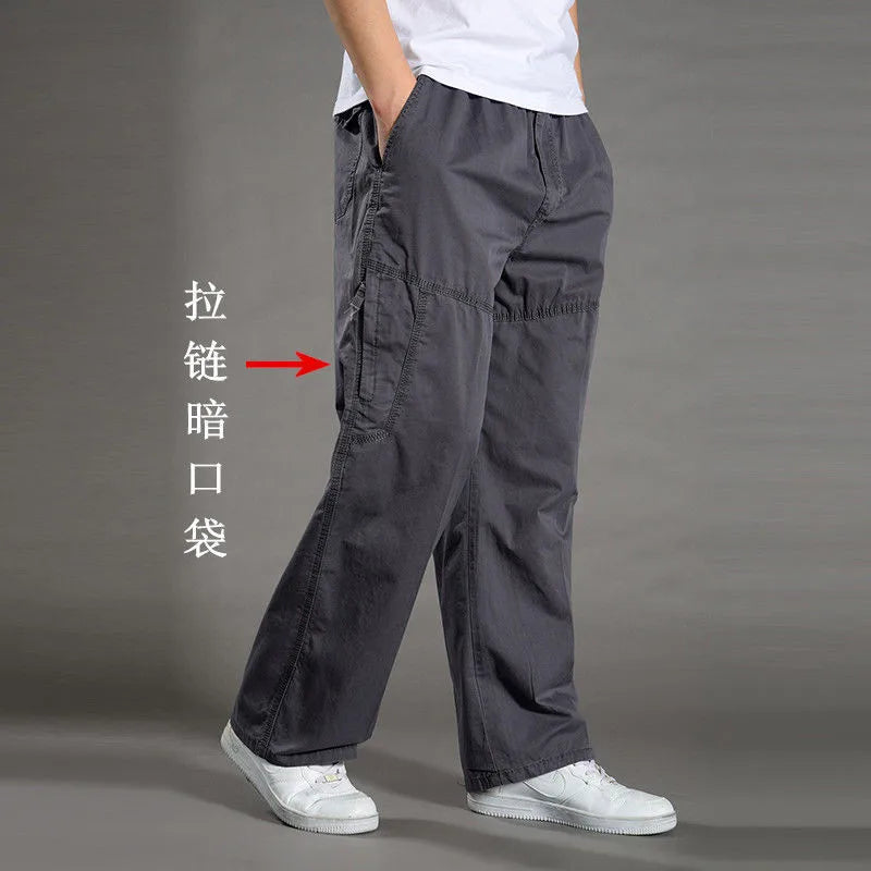 Men's Cargo Pants Cotton Black Work Pants Summer Casual Climbing Joggers Man Sweatpants Sports Spring Autumn Twill Trousers