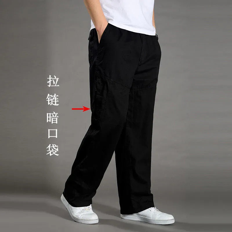 Men's Cargo Pants Cotton Black Work Pants Summer Casual Climbing Joggers Man Sweatpants Sports Spring Autumn Twill Trousers