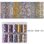 Blushimmer leopard print nail foils and animal skin stickers for nail art, featuring amber and snake skin designs in a manicure set.