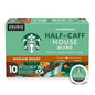 KupofK Coffee Starbucks Half-Caff House Blend K-cups, 10 count, single-serving coffee pods for Keurig brewers.